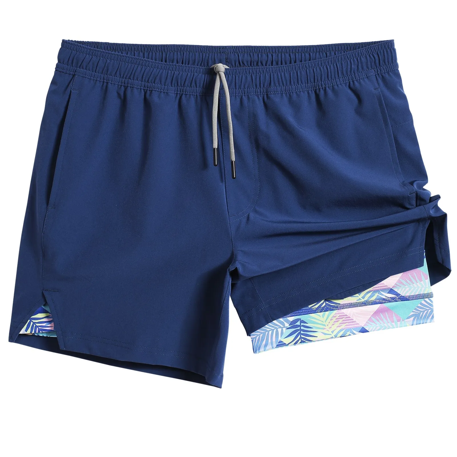 2 in 1 Stretch Short Lined Dark Blue Gym Shorts