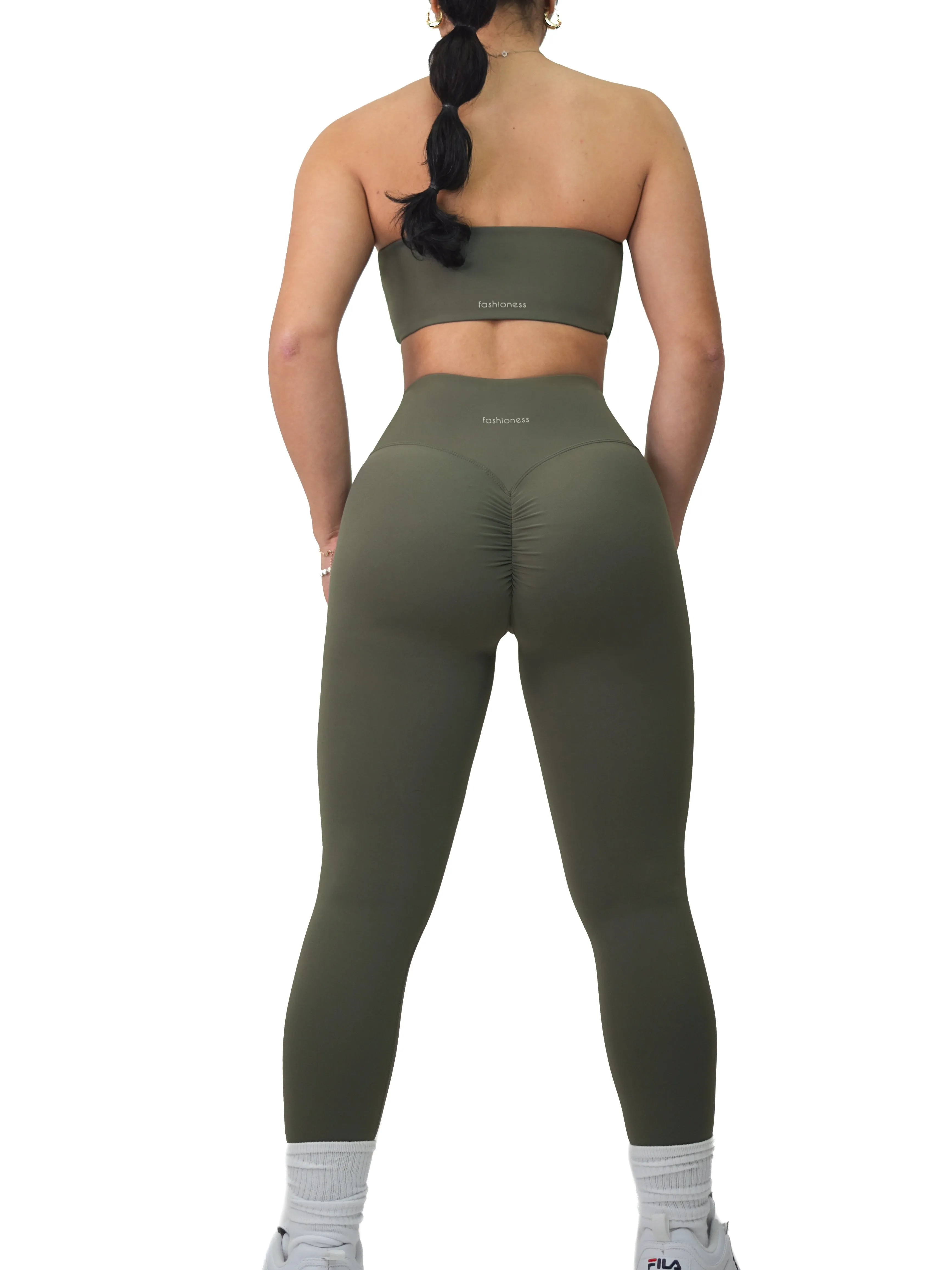 Adjustable Waist V Leggings (Stone Green)
