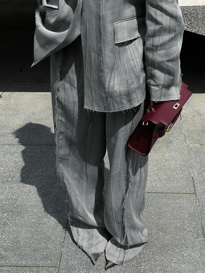 Ashore Shop  Top Trend Loose Gray 2 Piece Pant Suit Sets Women Outfit 2025