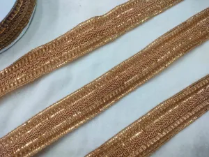 British Tan Fancy Zari Trim