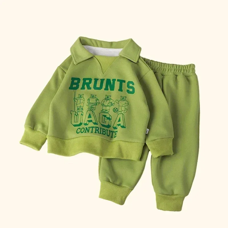Children Clothes Sets Autumn Winter Polo Sweatshirt Pants Sport Suits