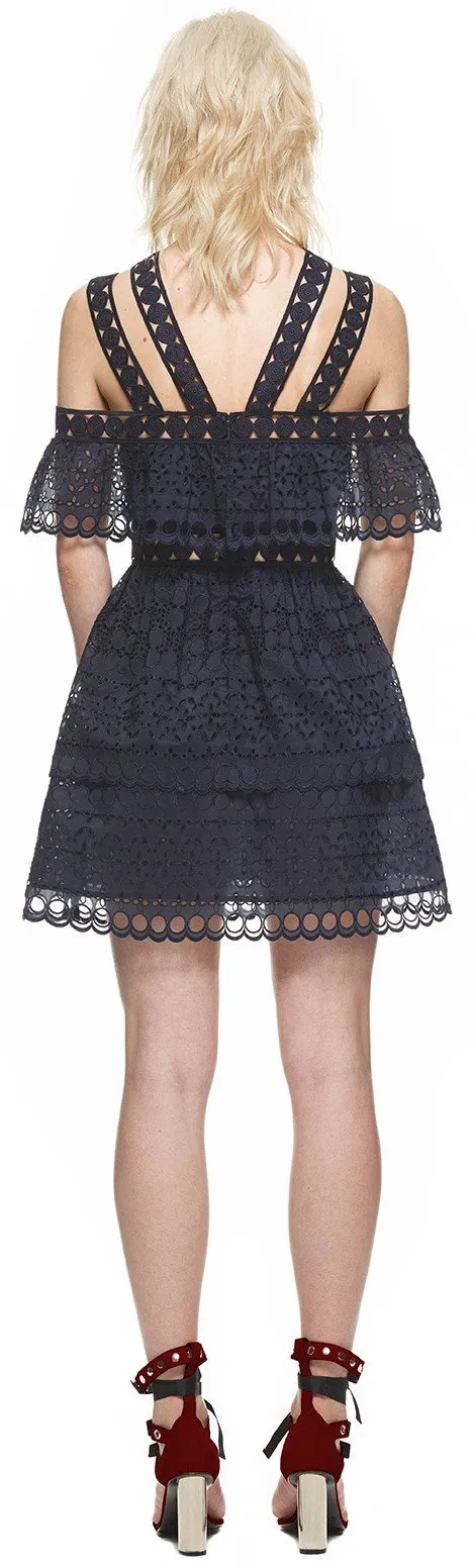 Embroidered Tiered Mini Dress