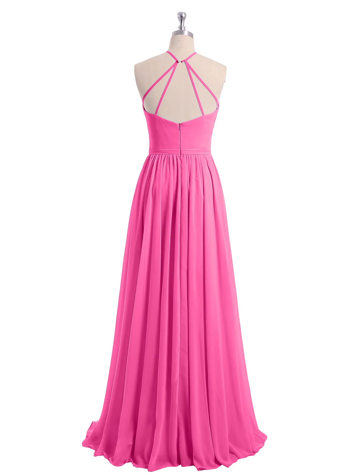 Halter Long Chiffon Gowns with Double Straps-Azalea