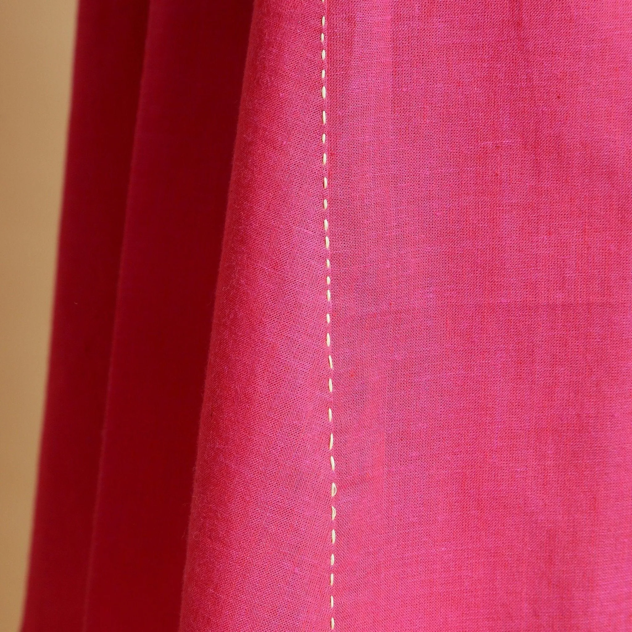 Magenta Hand-Embroidered Cotton Knee Length Godet Dress
