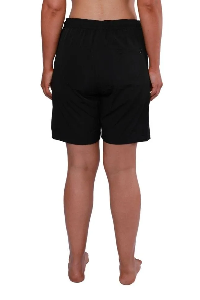 Plain Black Luxe Sport Stretch Board Shorts