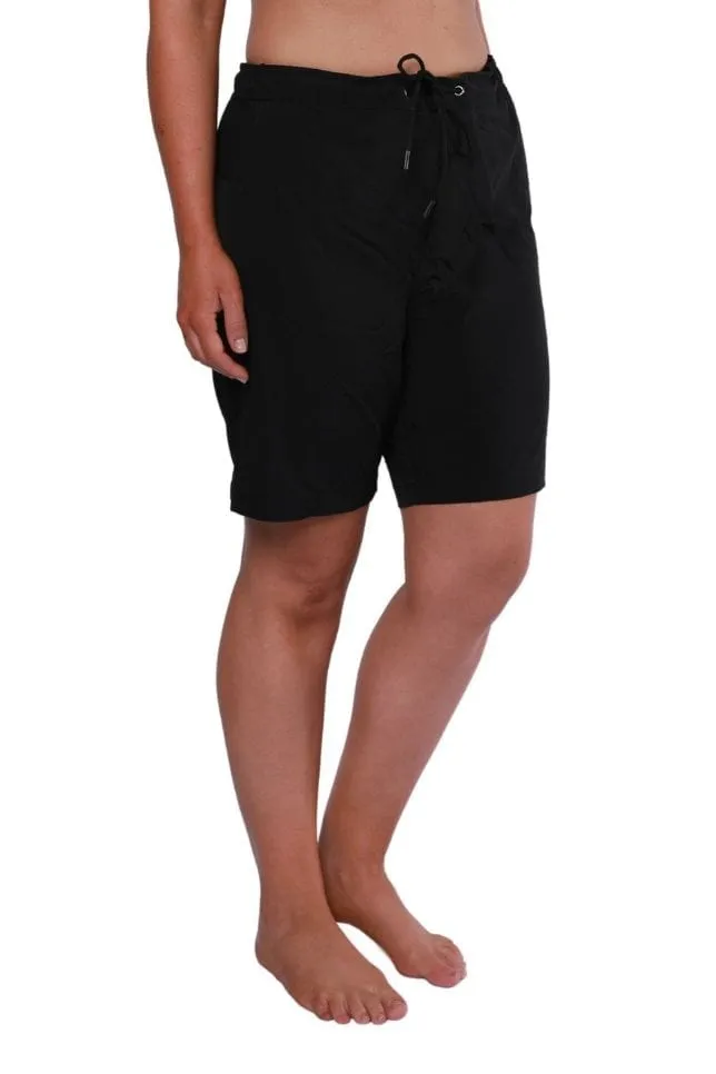 Plain Black Luxe Sport Stretch Board Shorts