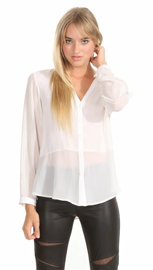 Sugar Lips Melrose Buttondown Top in White